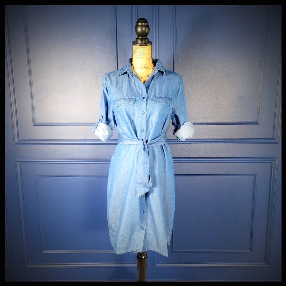 Marisa Kenson Blue Jean Button Down Shirt Dress